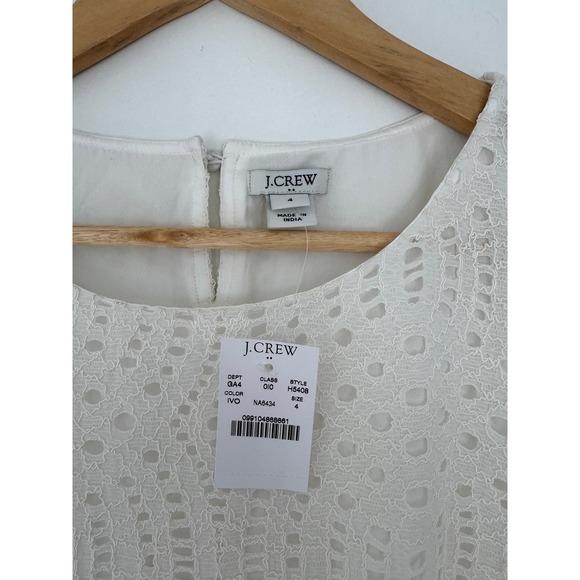 White‎ Eyelet Short Sleeve Spring Dress J. Crew 4 Cottagecore Coquette Event - Picture 4 of 9